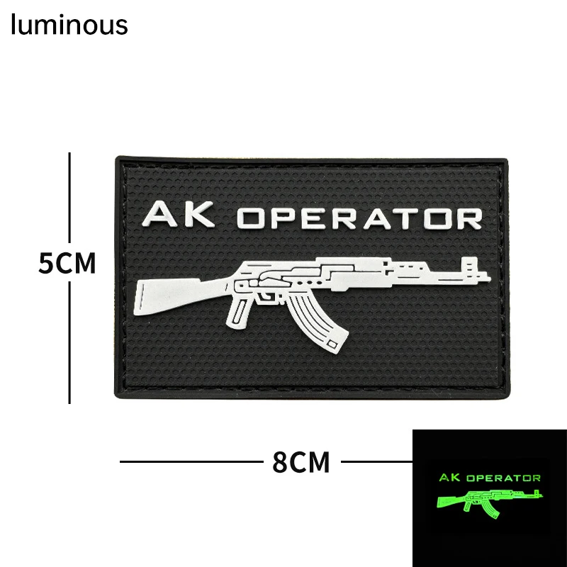 NO PAIN NO GAIN patches hook PVC AK AR luminous Badges Soft Rubber Tactical Patch For Clothing Bag DIY Accessories