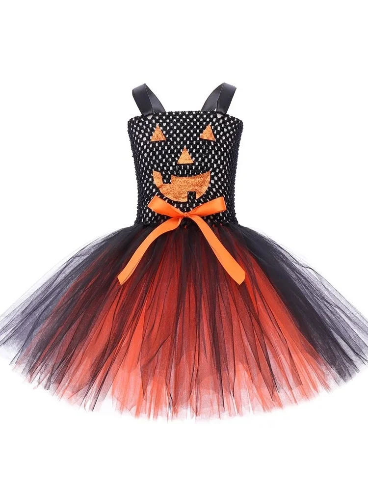 Halloween abbigliamento Cosplay per bambini New Girls' Pumpkin Makeup Ball Performance Puffy Dress Little Witch Costume Princess Dress