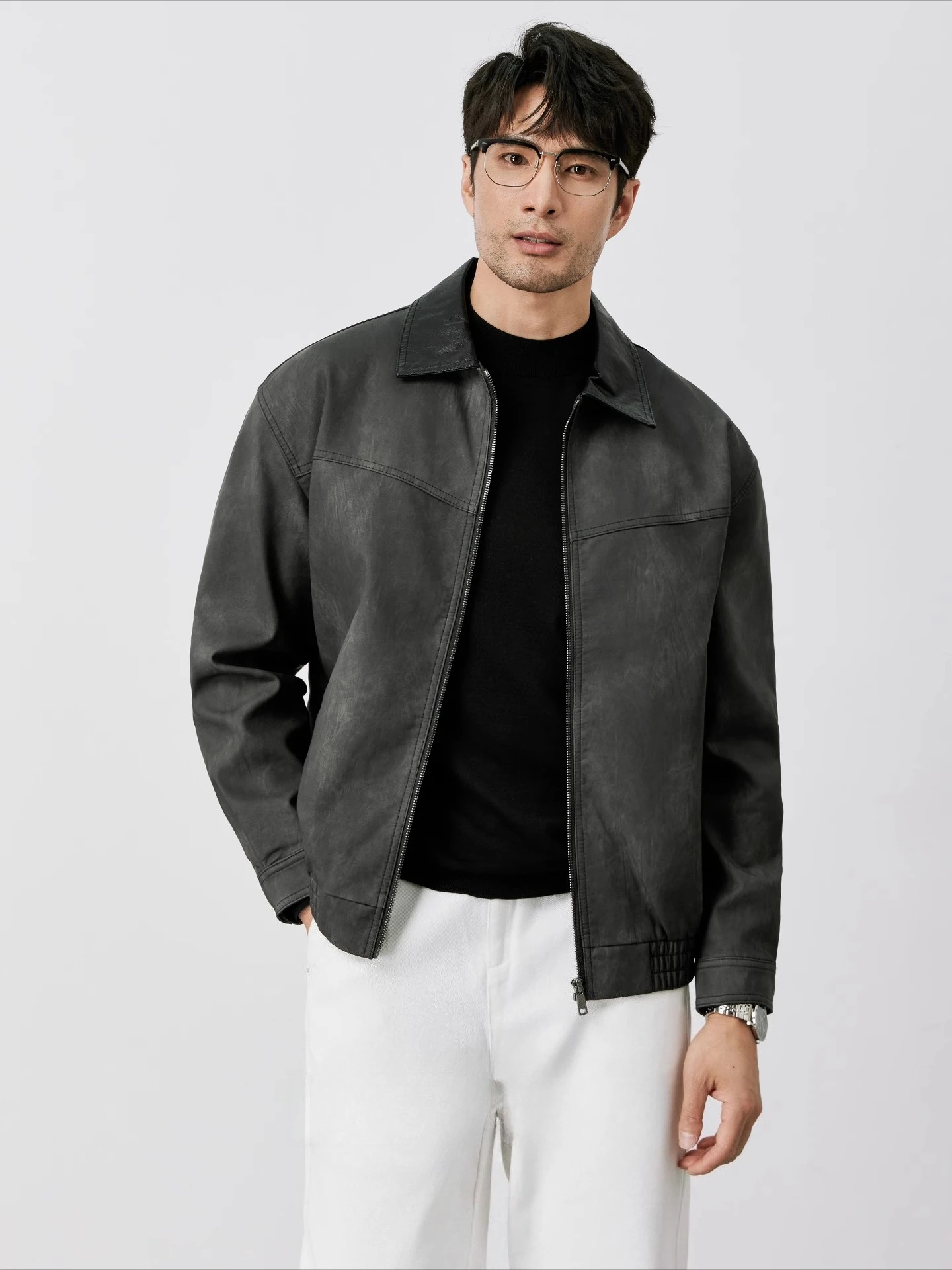 Autumn New Men's Top Jacket, American Retro Fashion Casual Short Motorcycle Lapel Jacket Jacket