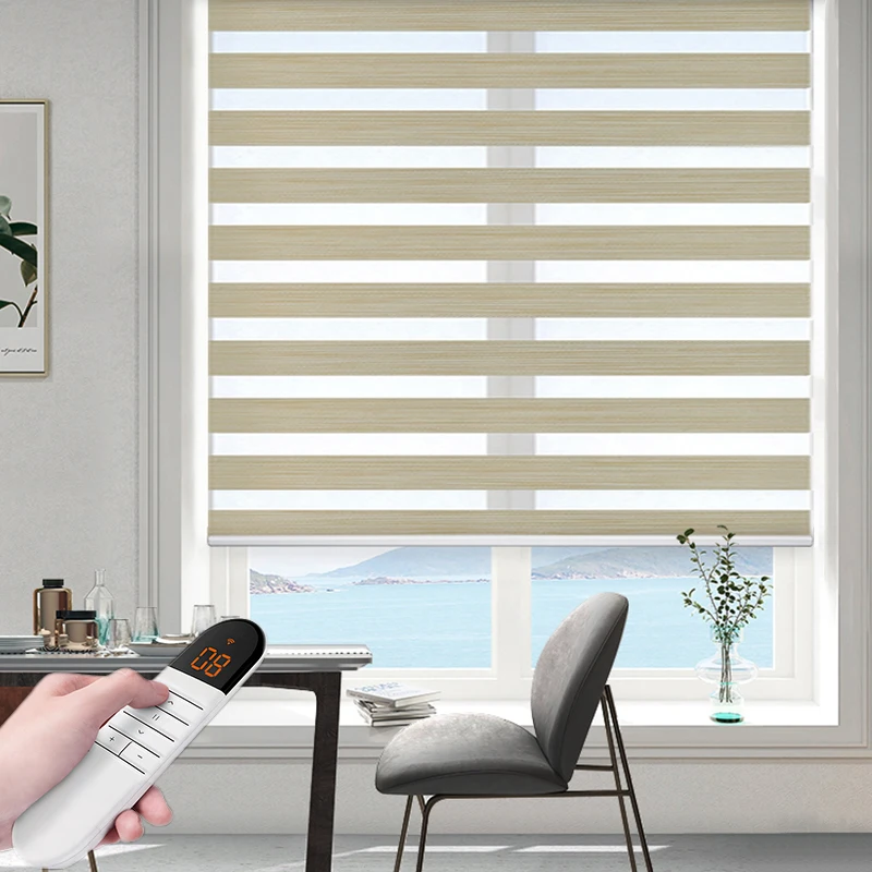 Sunfree gauze Electric Zebra blinds white Valance Double layer design sun shade window roller blinds for bathroom Living room