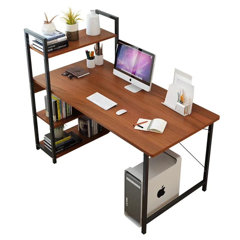 

Desktop computer, modern and minimalist home bedroom, simple steel and wood economical writing desk