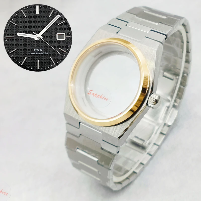Корпус PRX Super Player Корпуса для часов из сапфирового стекла Подходит для механизма NH35 4R35 NH36 Прозрачная задняя крышка Детали корпуса часов PRX