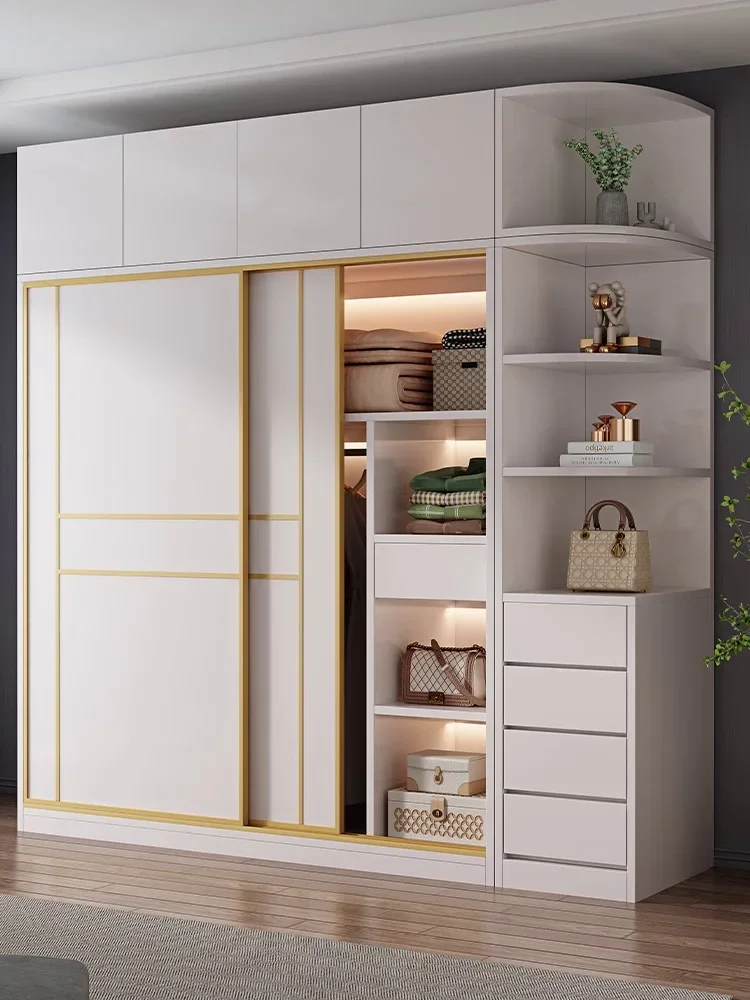 Simple Modern Sliding Door Wardrobe Economical Bedroom Household Customized Storage Cabinet Combined Wardrobe