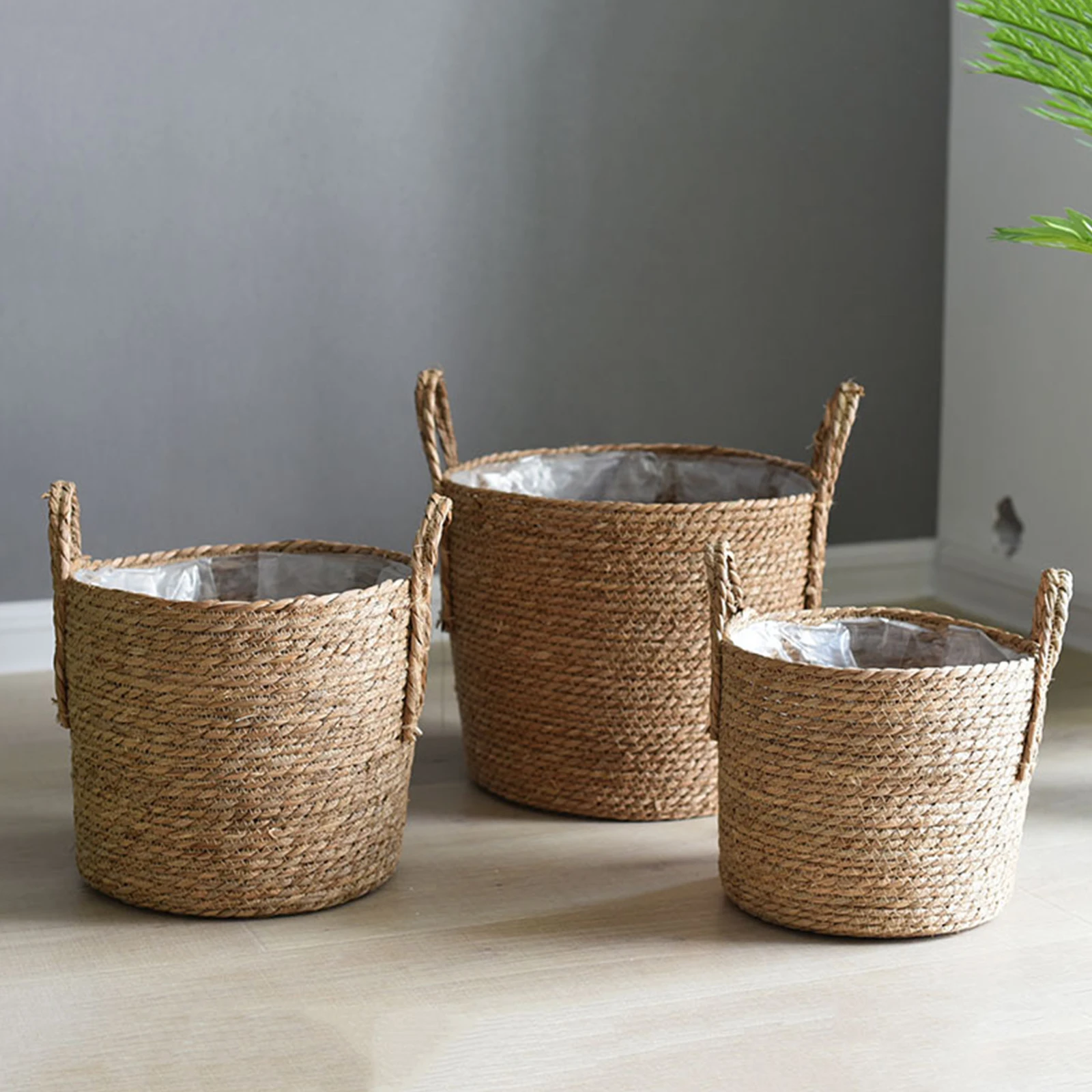 

Hanging Flowerpot Rattan Straw Basket Plant Wall Potted Storage Basket for Dirty Clothes