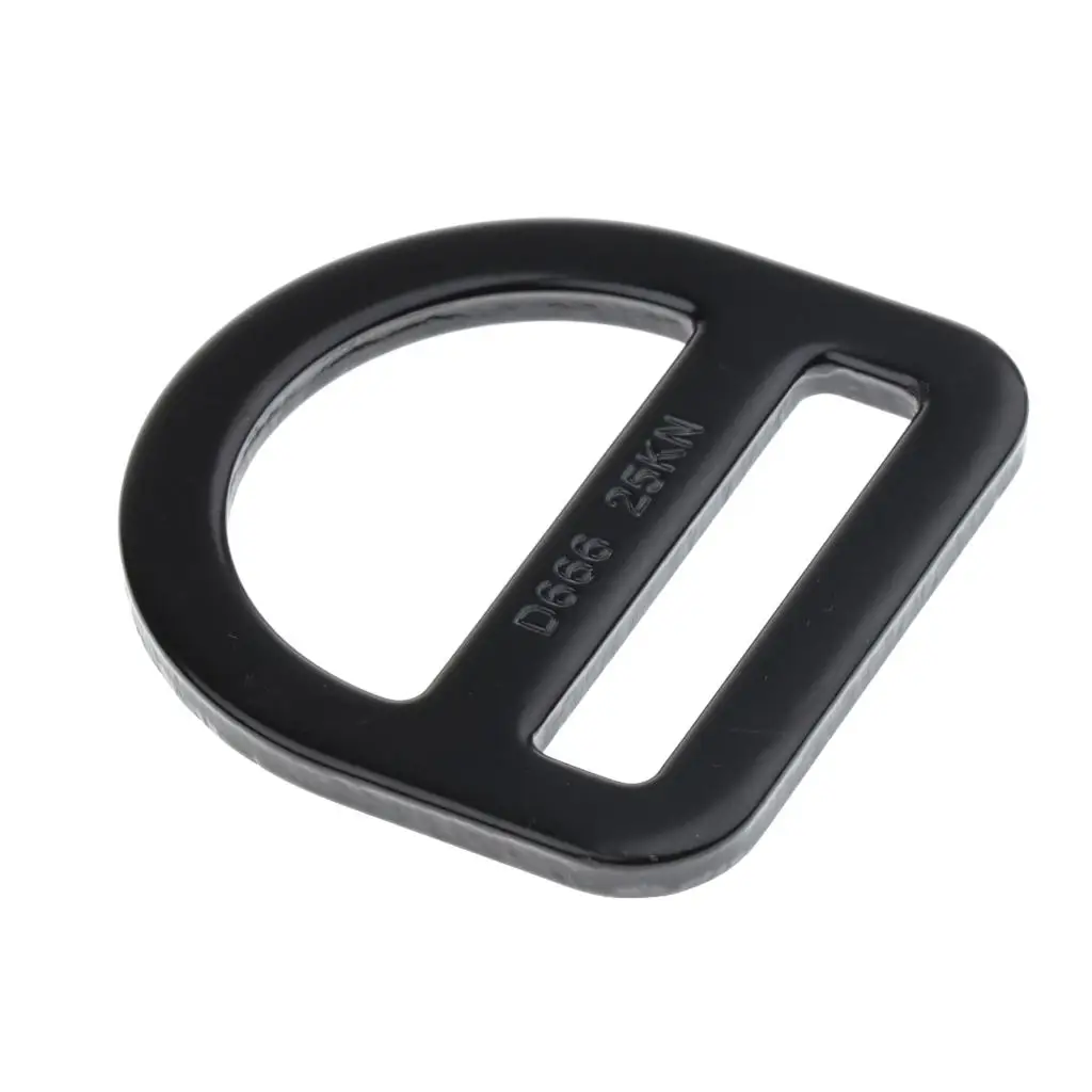 Black Carbon Steel Rock Climbing Harness Belt Buckle Slotted D Ring