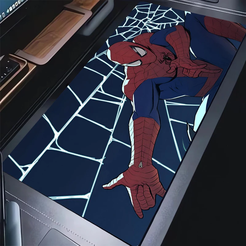 Tapis de bureau antidérapant Spider Man, clavier arc-en-ciel, grand tapis de souris, accessoires de jeu, tapis de souris en caoutchouc, polymères d'anime, média