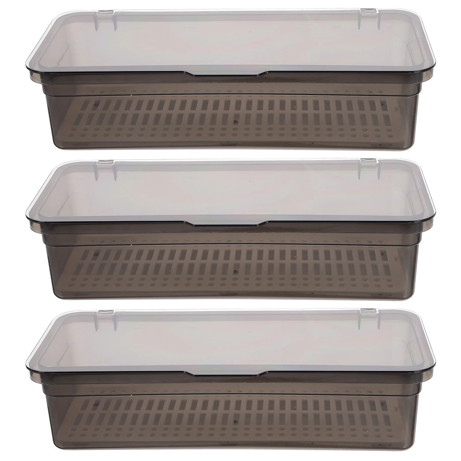 3Pcs Flatware Storage Tray Draining Tableware Organizer for Kitchen Drawer with Lid Waterproof Chopstick Container Case Holders