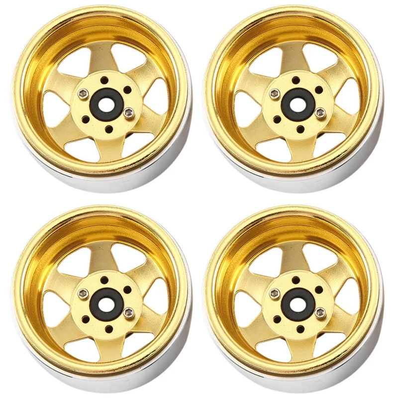 

4PCS Offset-8.9Mm Metal 1.9In Beadlock Wheel Rim Deep Dish Hub Parts For 1/10 RC Crawler Car TRX4 Axial SCX10 90046 UTB18 Gold