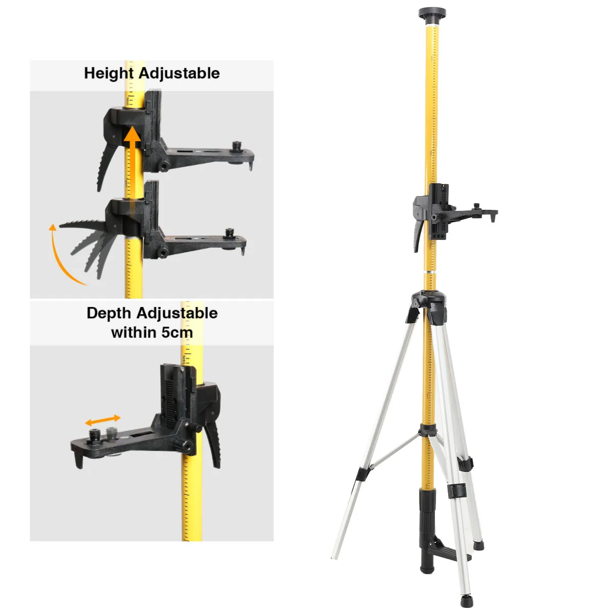 3m /3.6m الليزر تصاعد القطب متعدد الوظائف غرامة ضبط الليزر قضيب تليسكوبي مع قاعدة أداة التسوية لليزر الروتاري والخط