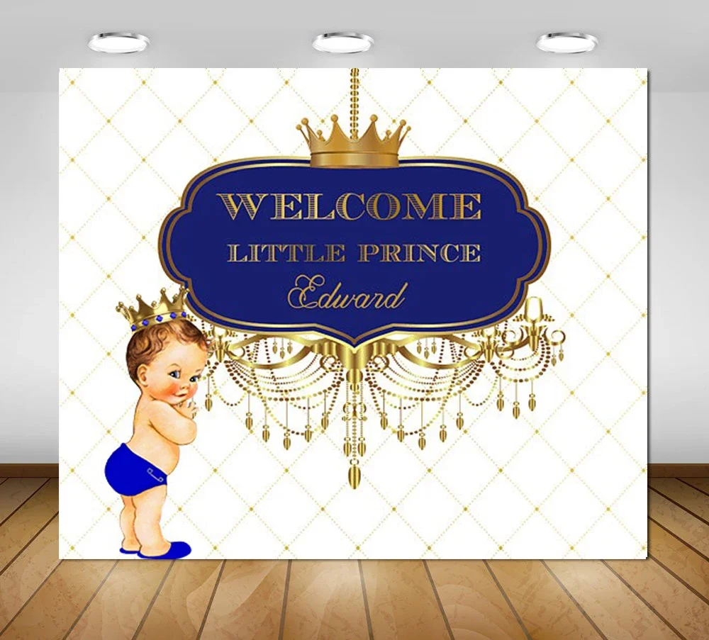 

custom royal blue and gold prince crown photography studio background High quality Computer print party backdrops