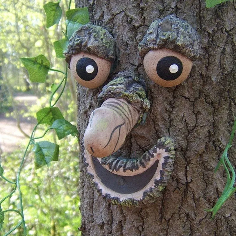 

Bark Glowing Tree Face Tree Monster Facial Features Resin Decorations Easter Outdoor Creative Decoration Ins American Style