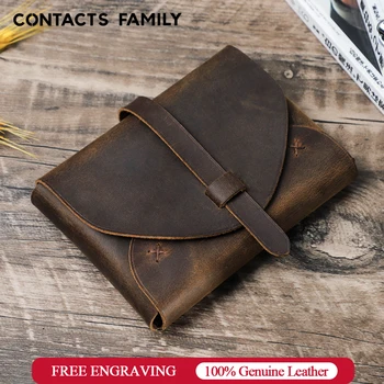 Contact Family 100% Nubuck Custom Retro Leather Book Cover Case Carrying Book Bag Holy Bible Storage Study Protective Bag