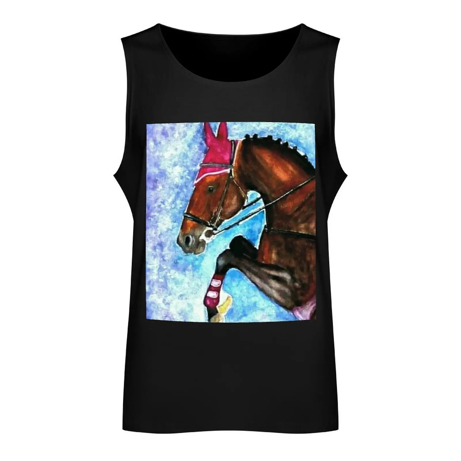 Show jumping horse portrait painting Tank Top Sportswear for men cool things mens designer clothes man sexy?costume