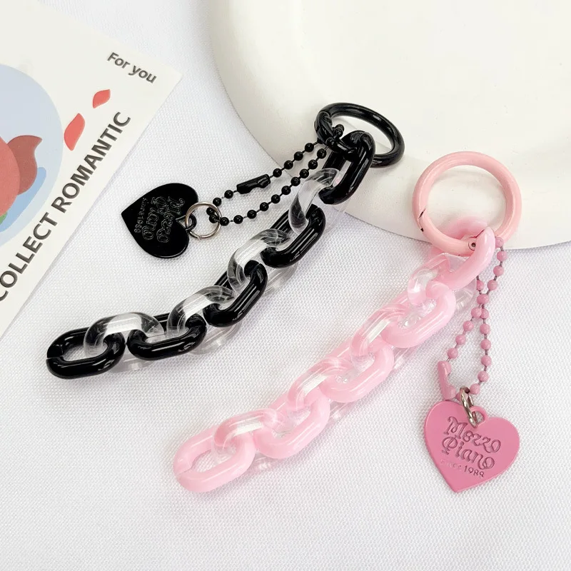 For Phone Heart Shaped Chains Keychains Pendants Accessories Fresh And Clean Colorful Open Loop Chains And Bag Decorations