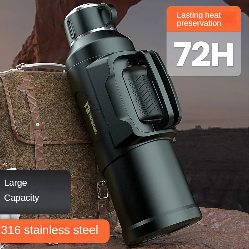 4L 316 Stainless Steel Water Bottle Large Capacity Travel Mountaineering Bottle Camping Kettle Thermos Cup Portable Bottle