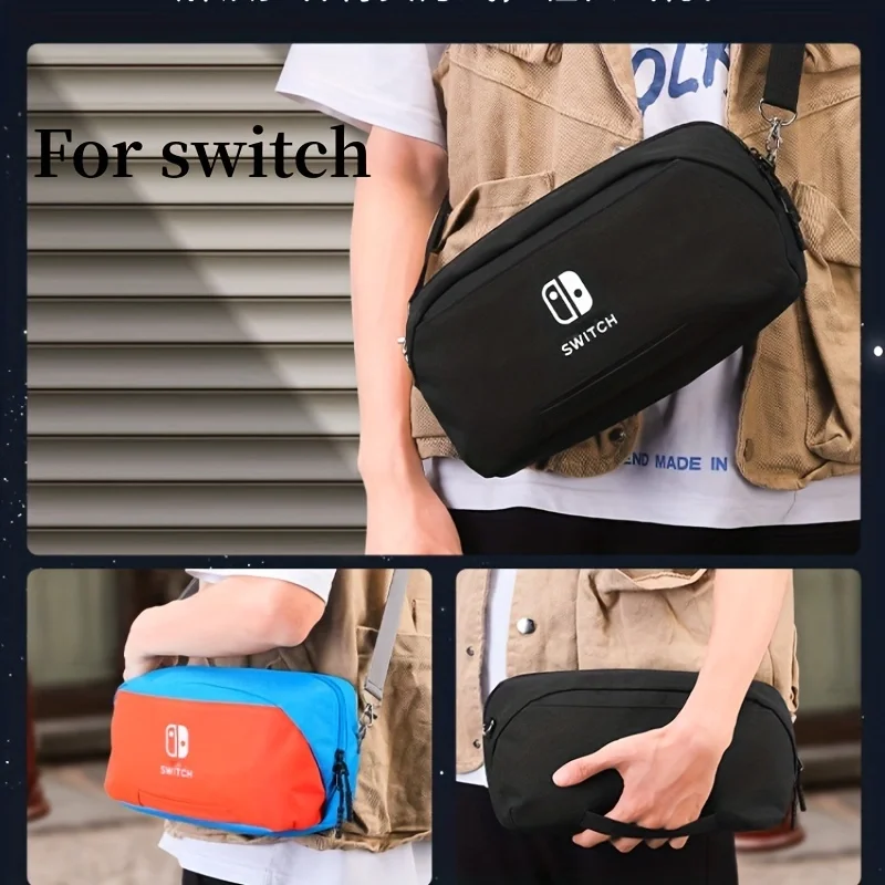 Nintendo Switch Multifunctional Storage Bag with Soft Plush Inside Portable Large Capacity Storage Waterproof Crossbody Bag