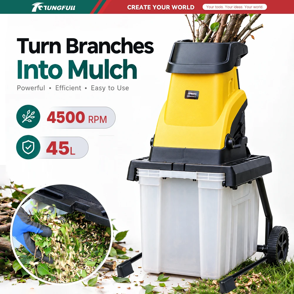 Garden Branch Shredder Wood Chipper - Trituratore di Rami da Giardino, Cippatrice