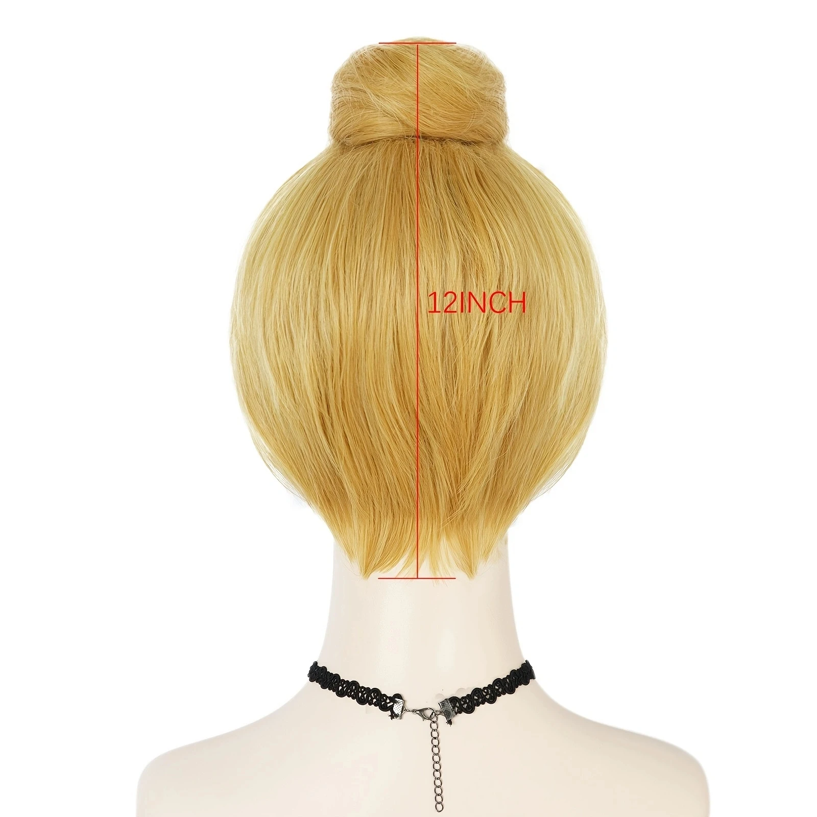 Halloween Beautiful Princess Girl Women Short Straight Bun Fairy Tinker Bell Cosplay Costume Wig for Christmas Thanks