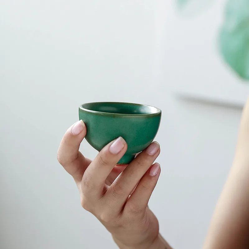 Iron Glaze Kiln Sample Tea Cup Ceramic Household Black Pottery Handmade Trumpet Retro Curium Porcelain Pu 'er Tea Cup