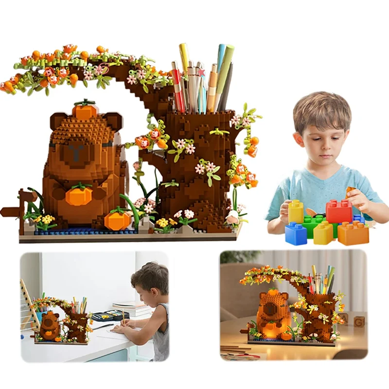 

Capybara Building Blocks Pen Holder Mini Bricks Particles Home Decoration Assembling Puzzle Toy Cute Birthday Gifts for Kids