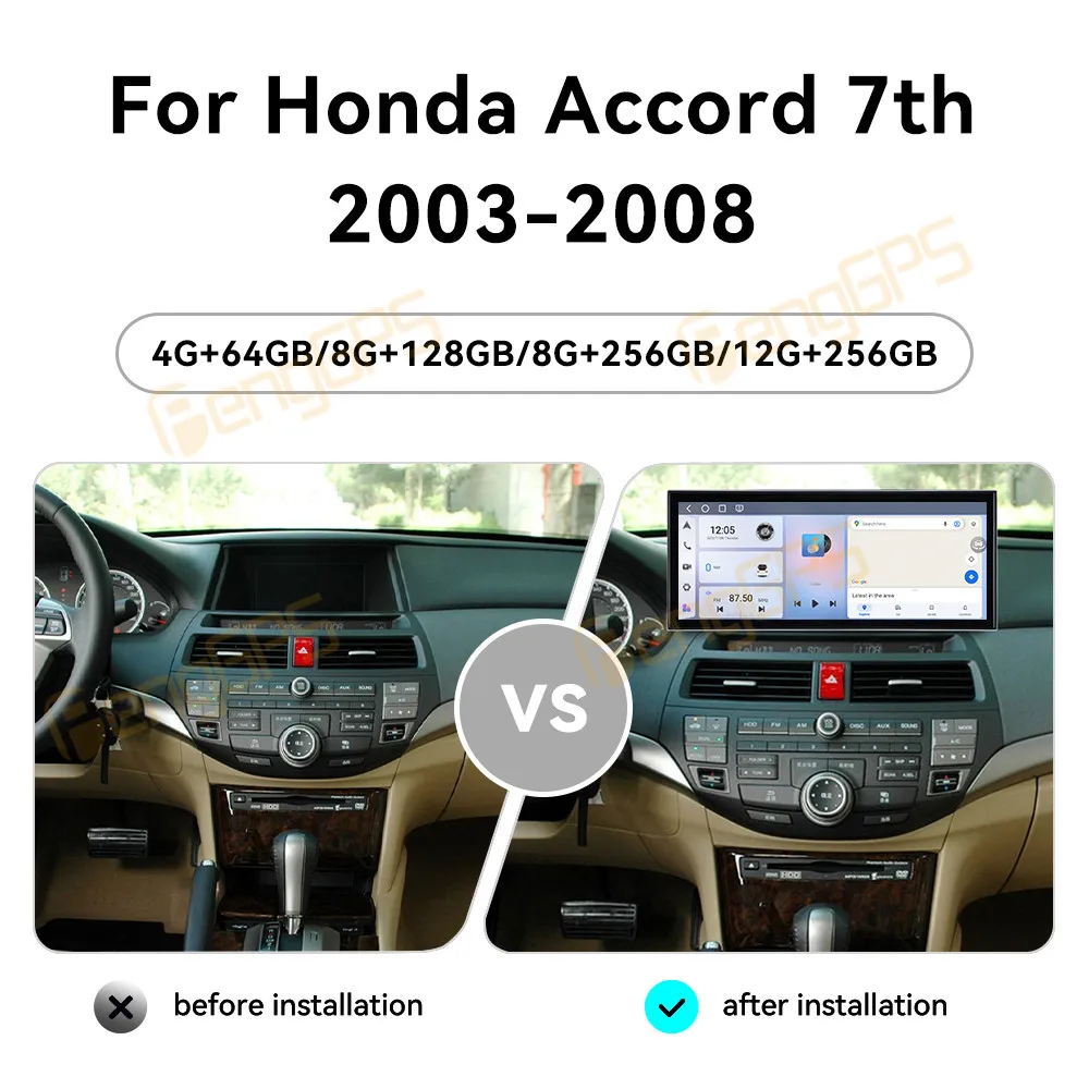 

15,8-дюймовый автомобильный радиоприемник Android 15 с CarPlay для Honda Accord 7-го поколения (2003-2008), сенсорный экран, мультимедийный плеер, GPS-навигация, головное устройство