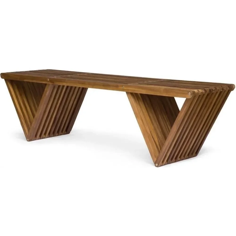 Outdoor Acacia Wood Bench, Teak Finish, muebles de exteriores para terrazas