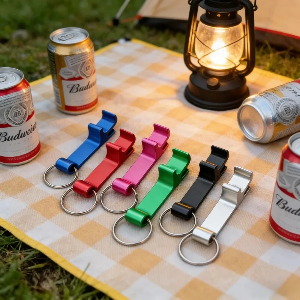 New Custom Creative Bottle Opener Beer Keychain Metal Laser Carving Keyring Multifunction Key Ring Chain Bar Multi Color Gifts