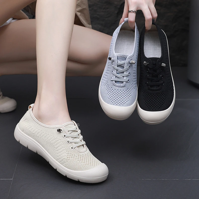 

2025 New Women's Single Shoes Breathable Hollow Out Mesh Sports Shoes Soft Bottom Skid-proof Casual Net Shoes Free Shipping