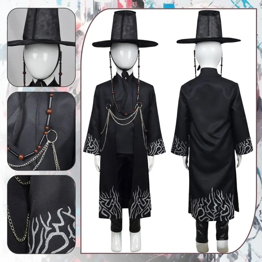 

Kids jinu kpop demon hunters saha boys cosplay costume uniform hat for kids roleplay outfit halloween carnival disguise suit