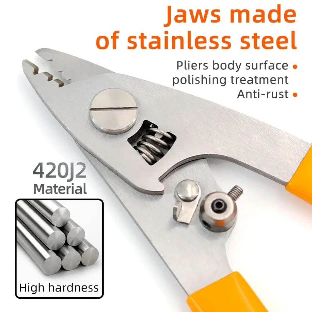 Natalink FTTH Optical Fiber Tool Kit With Fiber Drop Cable Stripper 3-port Hole CFS-3 Stainless Steel Stripping Kevlar Scissors