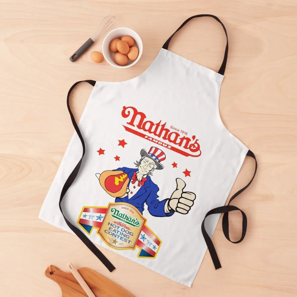 Nathan&x27;s Famous, Hot Dog Contest Apron Kitchen Supplies for women halloween Apron