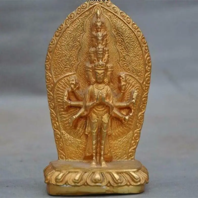 

Tibetan Buddhism Temple Brass 1000 Arms Kwan-Yin Guan Yin Goddess Buddha Statue