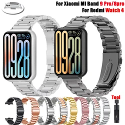 Xiaomi MI Band 9 Pro/8 Pro 시계 밴드 용 시계 밴드 Redmi Watch 4 5 Correa 스테인레스 스틸 교체 밴드 용 시계 팔찌 금속 스트랩