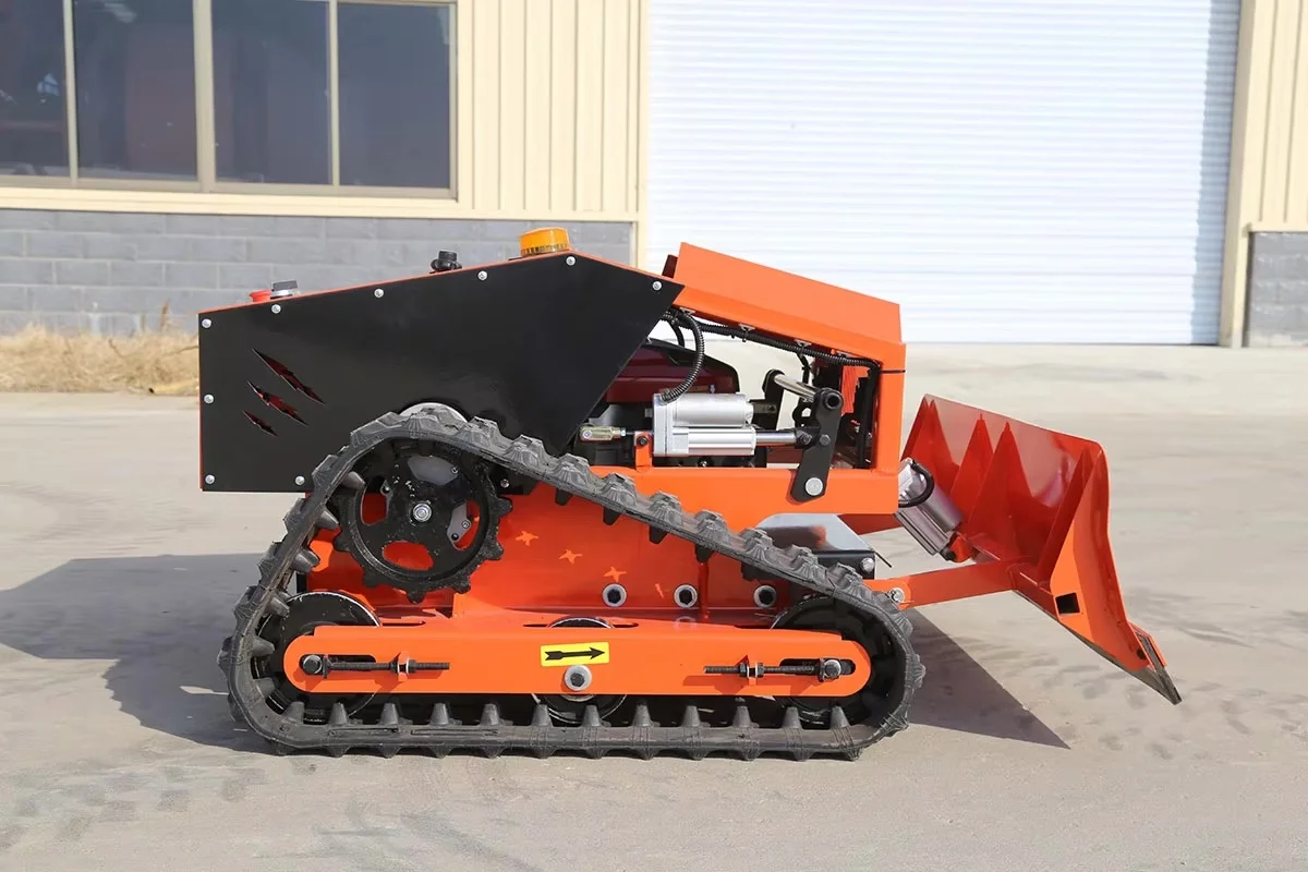 door to door Gasoline Crawler type Gras Cutter Machine Robot Remote Control Professional Lawn Mower with Front Bucket
