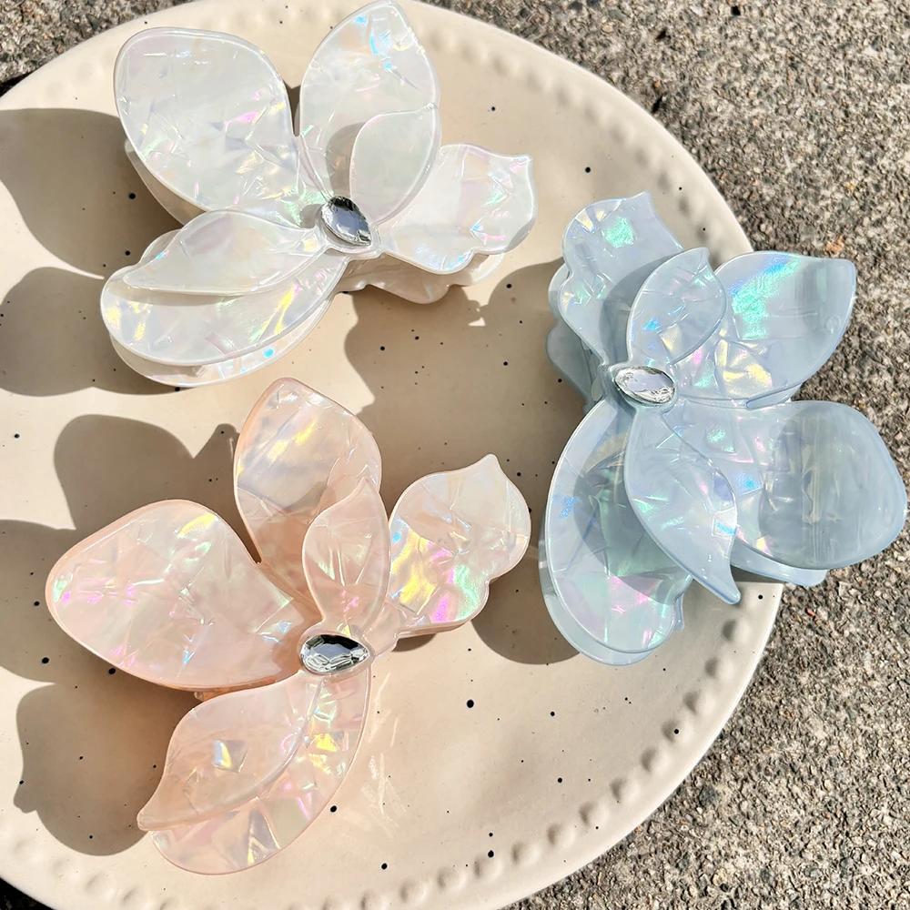 

Sweet Acrylic 3D Pink Flower Shape Crab Hair Claw Clip For Women Girls New Floral Fixed No Slip Ponytail Hair Accessories Tool