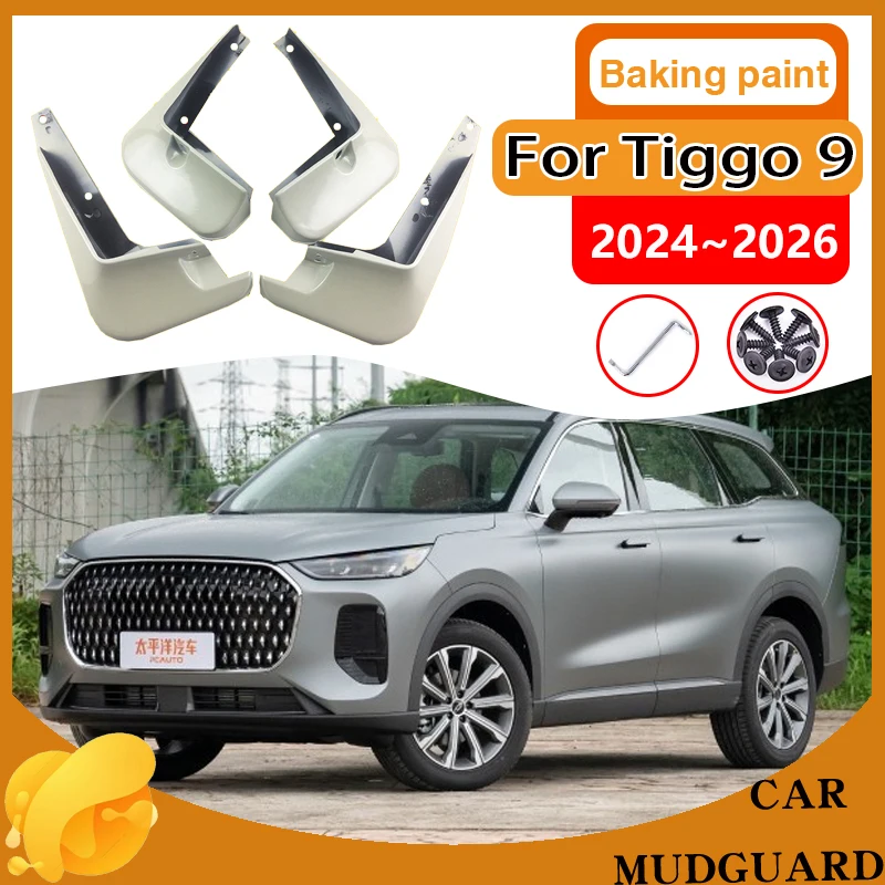 Car MudFlaps for Chery Tiggo 9 2024 Fulwin T9 8 L 2025 2026 Mudguards Guard Front Wheel Fender Baking Paint Mud Flap Accessories