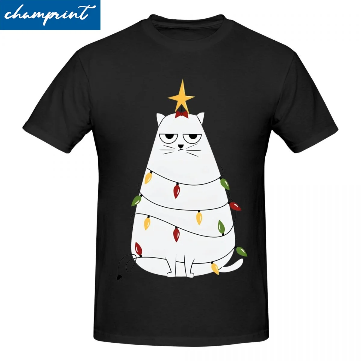 Grumpy Christmas Cat T Shirt for Men Women 100% Cotton Vintage T-Shirt Crew Neck Funny Tees Short Sleeve Clothes Plus Size