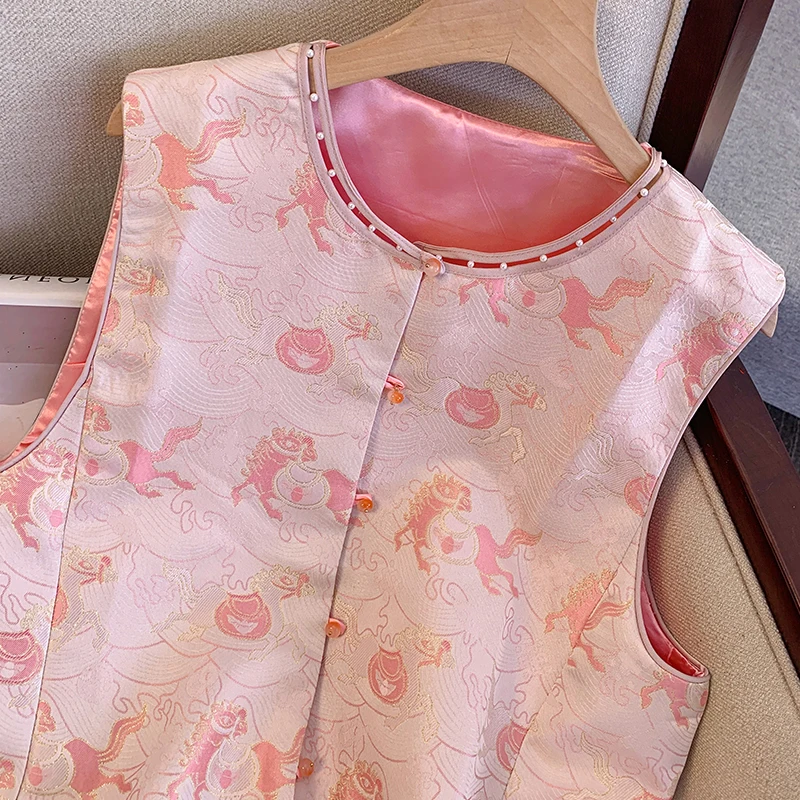 

Ранняя осень, новый китайский жилет с вышивкой, женский круглый жилет Ne Hollow Design, верхняя одежда с накладками на плечах, топ