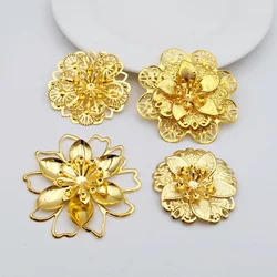10 Pcs Filigree Wraps Flower Connectors Metal Crafts Decoration For Jewelry Making DIY Accessories Gourd Charm Pendant