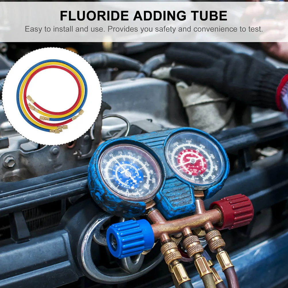 

3Pcs Car Air Conditioning Refrigerant Charging Tubes Strong Sealing Easy Use R134a Refrigerant Hose for Automotive Maintenance