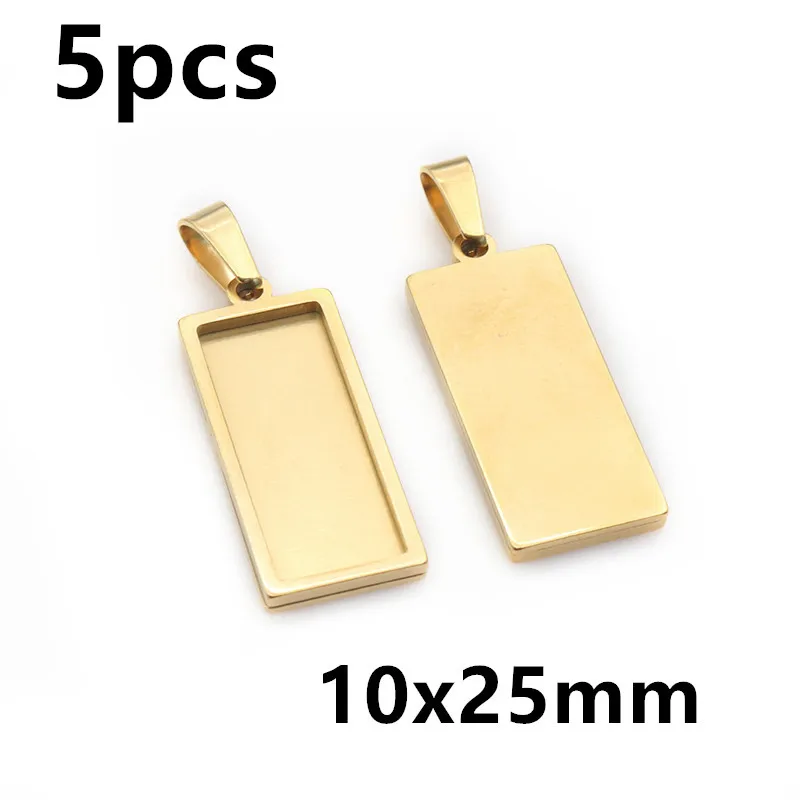 5-10pcs Rectangle Pendant Cabochon Base Blank Setting Tray for DIY Jewellery