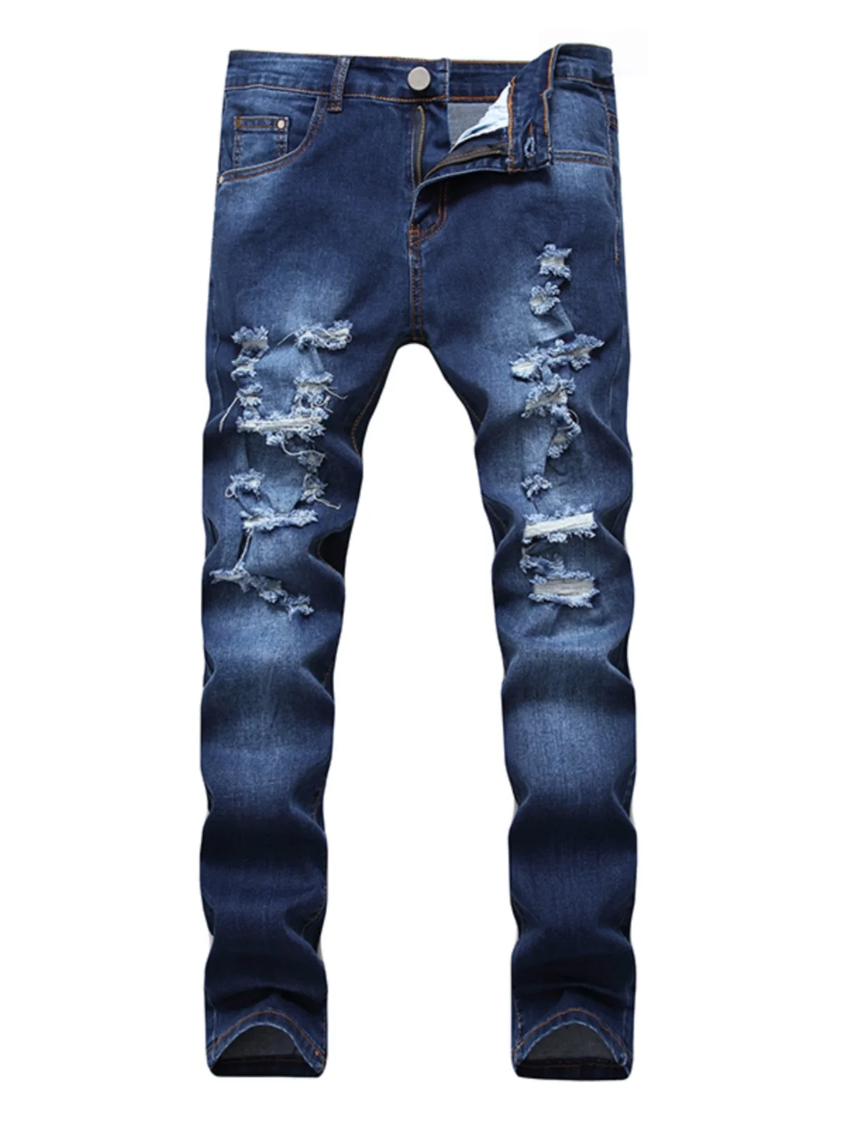 

Kanye West High Street Knee-Hole Jeans Men's Slim Fit Elastici Small Foot Pants Cotton Elastic Denim Youth Trendy Dance