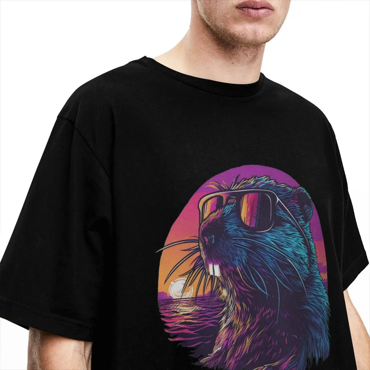 Couple T Shirt Synthwave Polish Beaver Meme Bobr Bober Kurwa T-Shirts Novelty Summer Tee Shirt Streetwear Design Cotton Tops