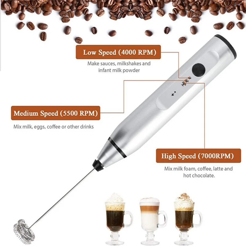 Electric Milk Frothers Handheld Wireless Blender USB Mini Coffee Maker Whisk Mixer Cappuccino Cream Egg Food Blender B