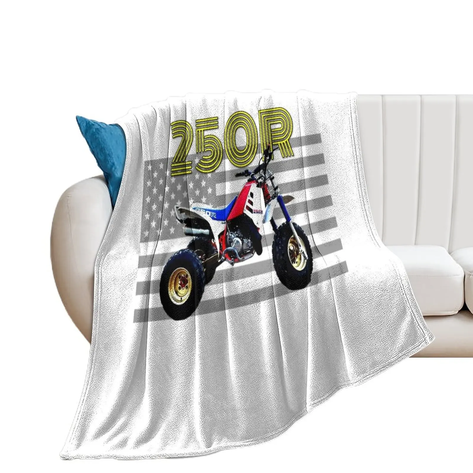 250r ATV ATC Vintage Retro Three Wheeler American Flag Throw Blanket Sofa Quilt Loose Blankets