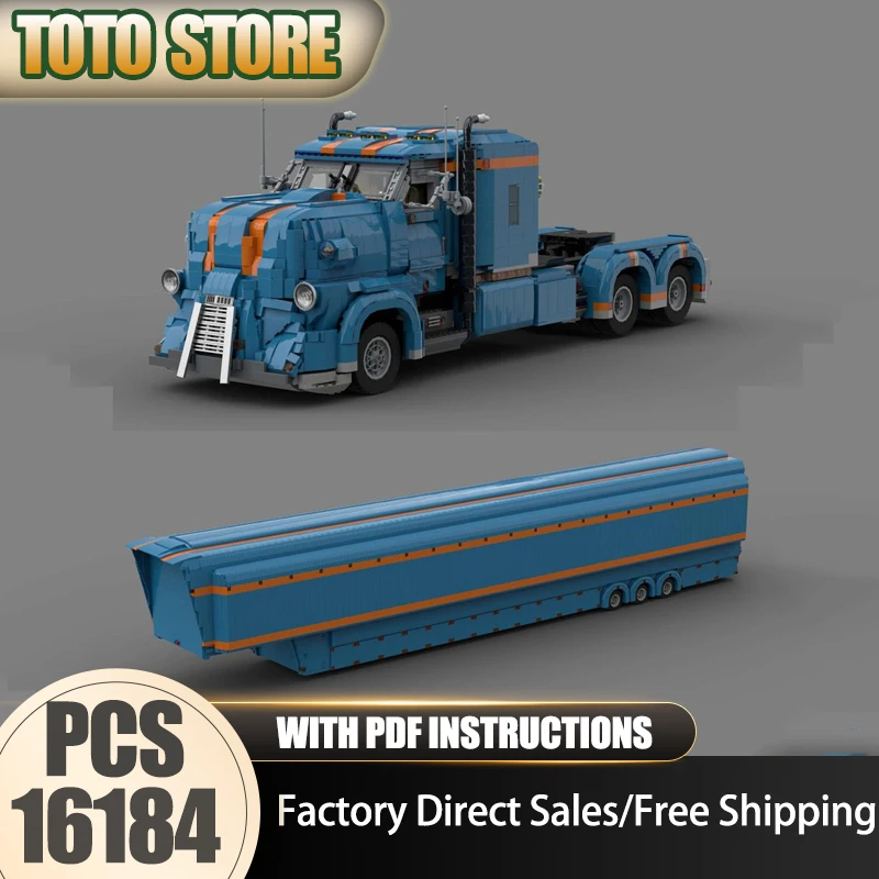 

Truck Model Moc Building Blocks Auto Transport Enclosed Trailer for Brawn Technology Brick DIY Assembly Construction Toy Gifts