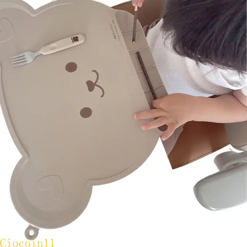 

Y1UB Kids Placemats Bear Silicone Placemats with Catching for Kids Baby