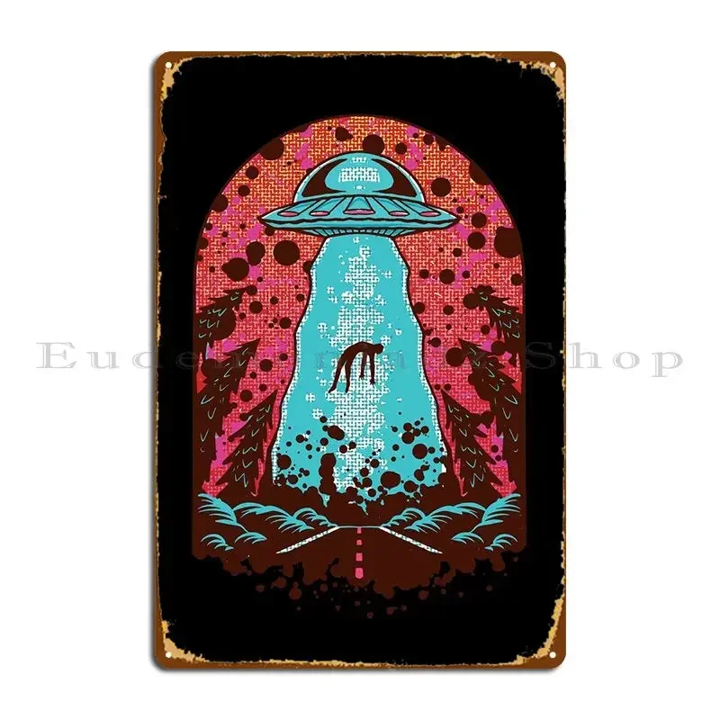 Alien Abduction Metal Plaque Poster Design Mural Kitchen Cave Wall Decor Tin Sign Poster