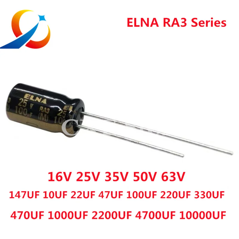 ELNA RA3 Series HiFi Audio Capacitor 16V 25V 50V 63V 10uF 22uF 47uF 100uF 220uF 470uF 1000uF 2200uF 3300uF 10000uF Original 20%