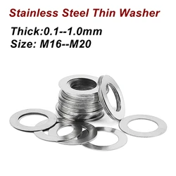 M16--M20 Stainless steel Flat Washer High precision Adjusting gasket Ultra thin shim Thickness 0.1 0.2 0.3 0.5 1mm